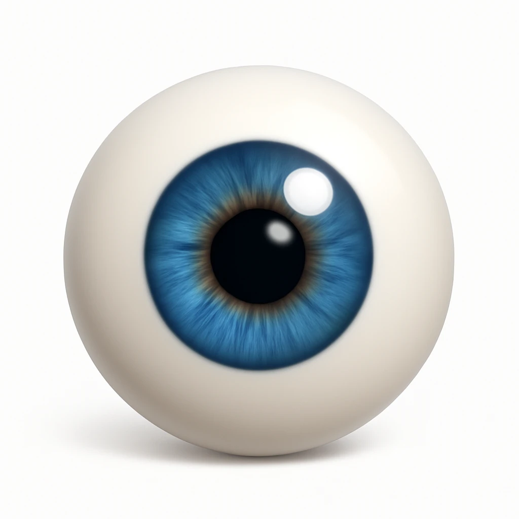 A 3D emoji in iOS emoji aesthetic style of a single human eye, with a detailed iris and pupil, smooth glossy surface, realistic shading and reflection, clean white background emoji
