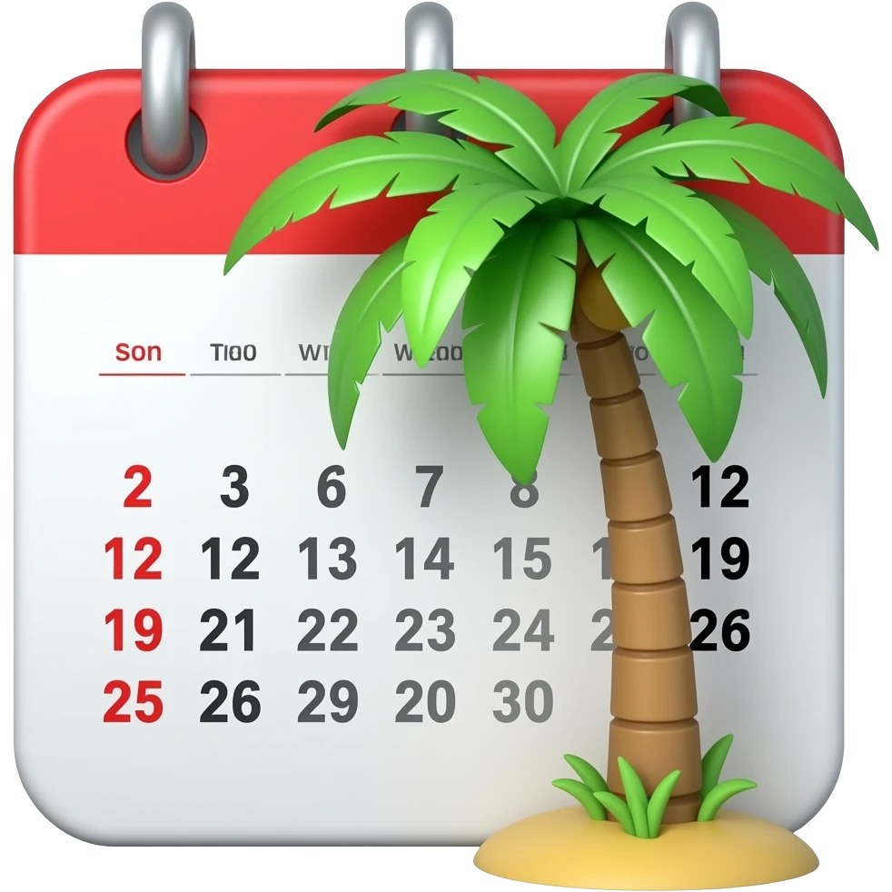 달력안에 야자수가 들어간 이모지 emoji