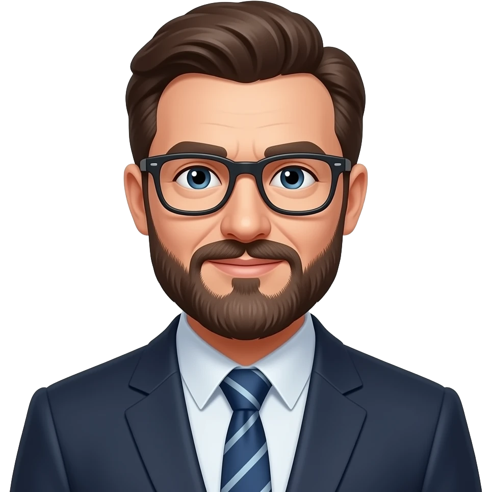 Man with beard, glasses, pre-middle ages, smart, glasses emoji