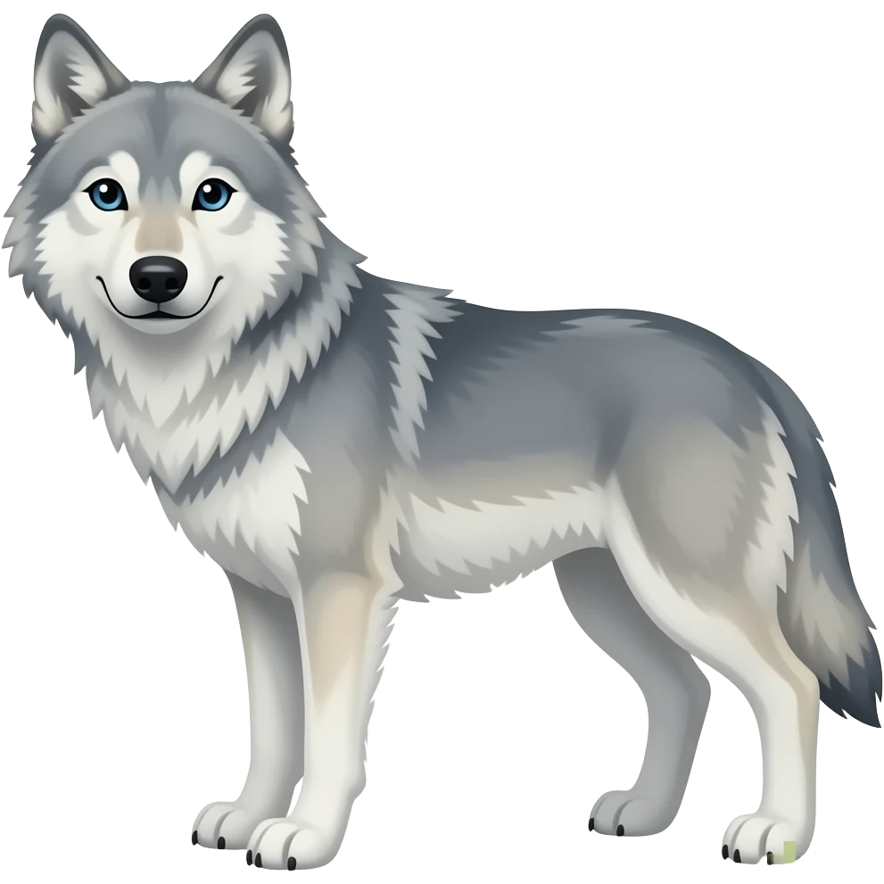2d cartoon gray wolf emoji
