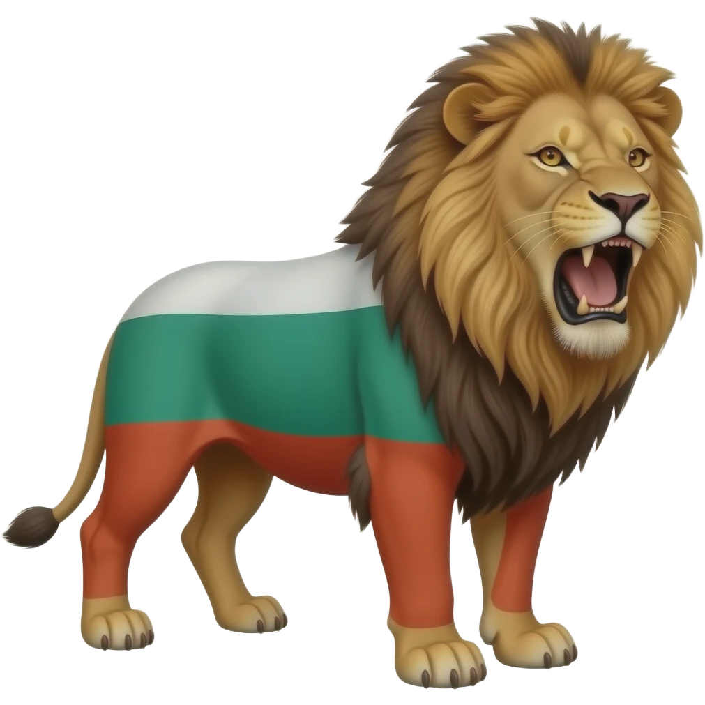 Leon realista rugiendo con la bandera bulgara emoji