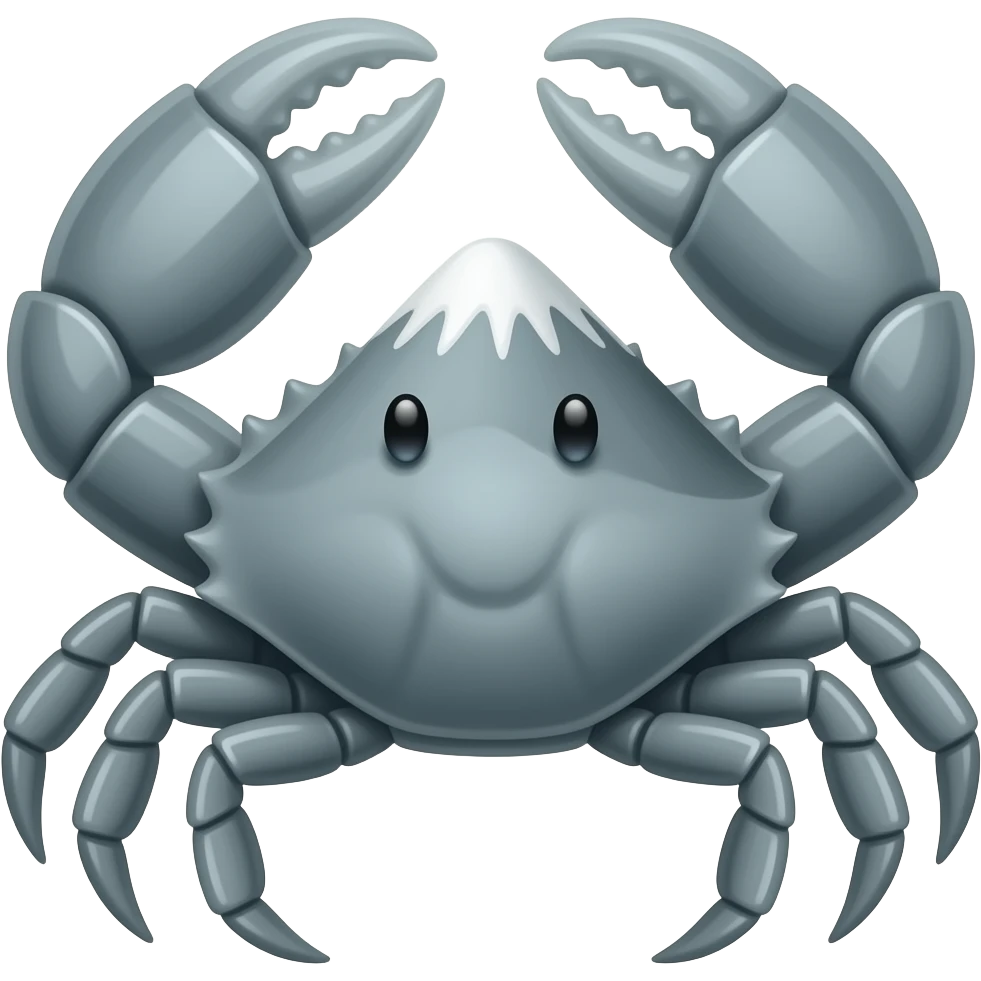A gray crab facing forward with a mountain on his back emoji