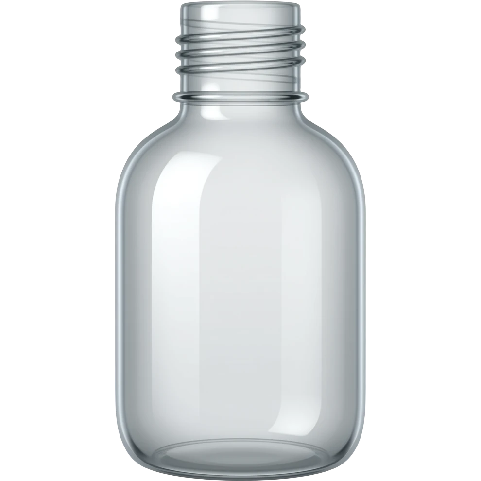 Quiero que la botella sea trasluci que se vea solo el contorno, el tapon transparente al igual que el recipiente emoji