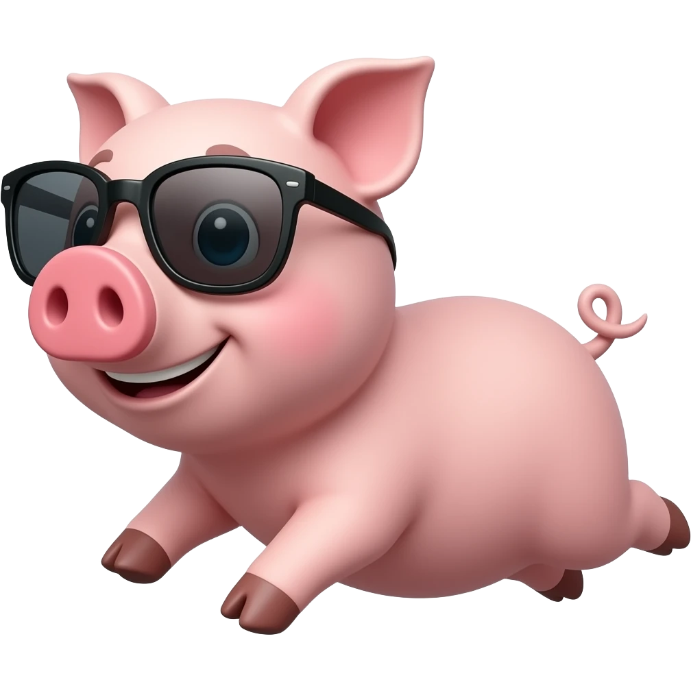 Pig flying with sunglasses emoji
