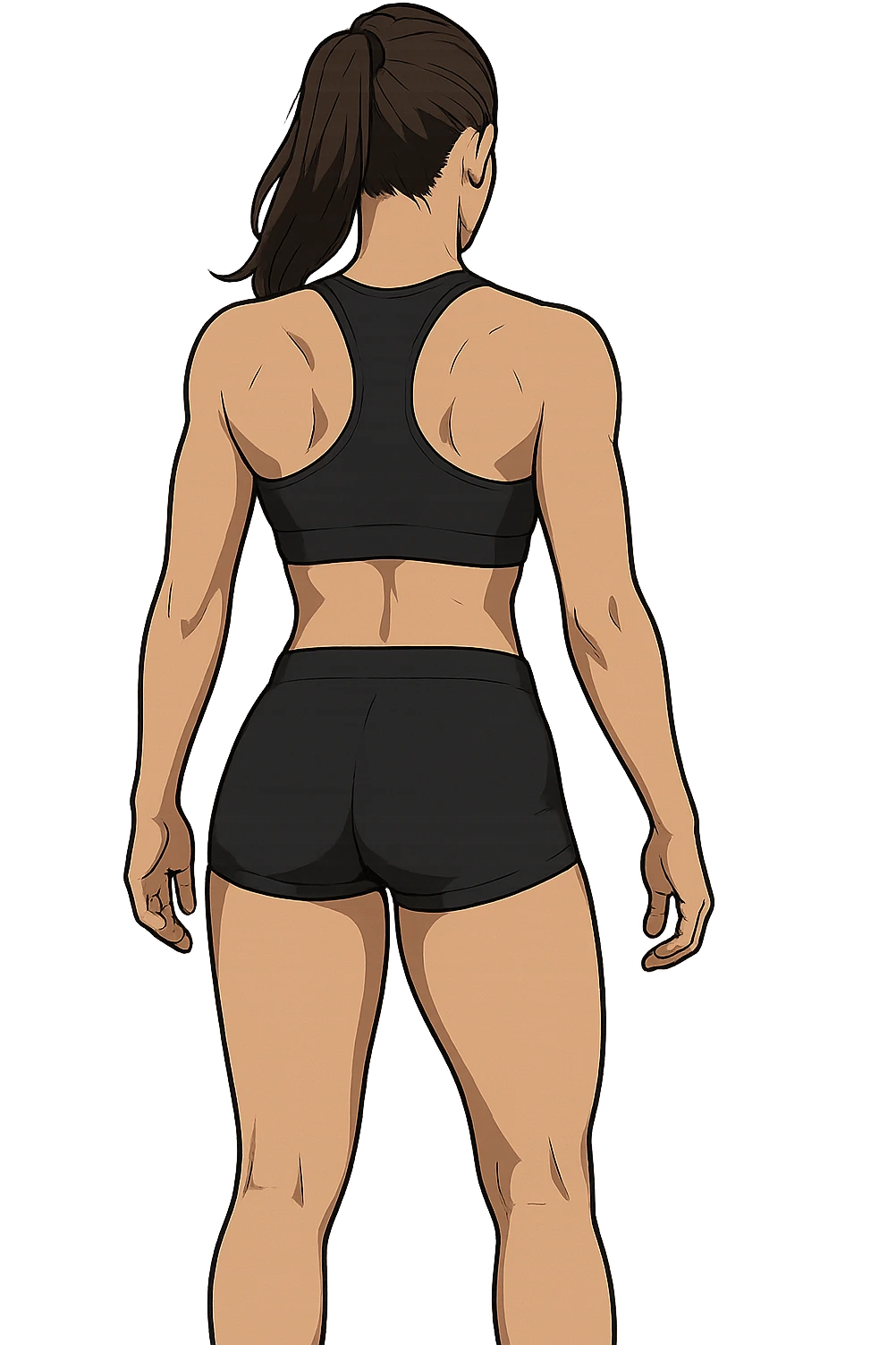 fitness woman di spalle in gym shorts emoji