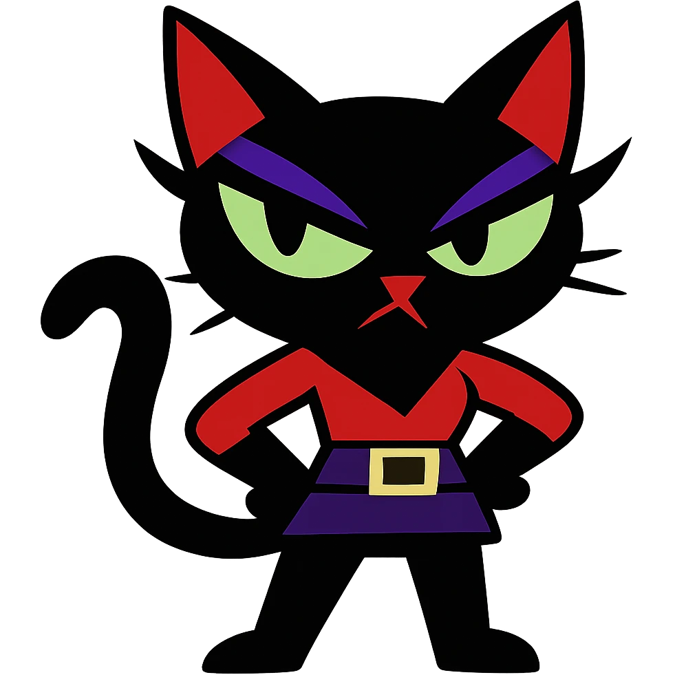 vibrant toon style baddie cat with dramatic eyeliner emoji