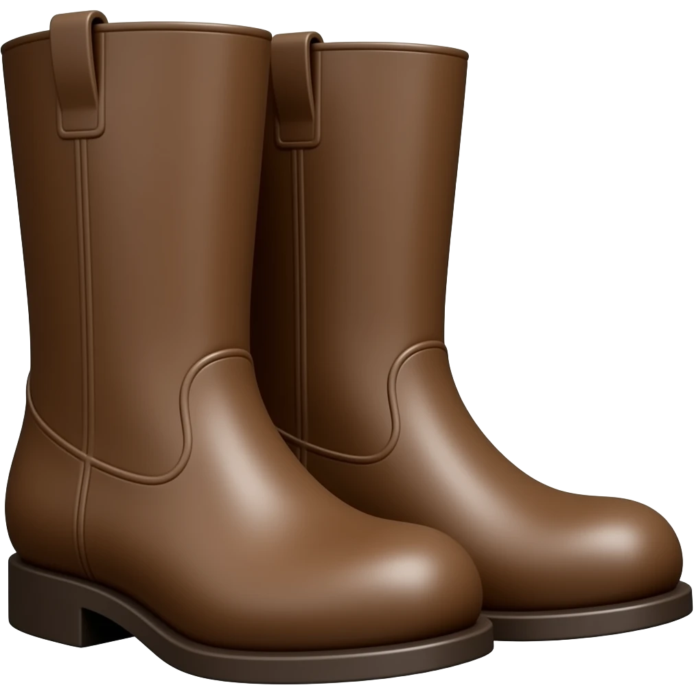 cartoon emoji of brown boots hand-drawn 2D style, thick black outline, flat muted colors, minimal, clean background, sticker style, no realism, no 3D emoji