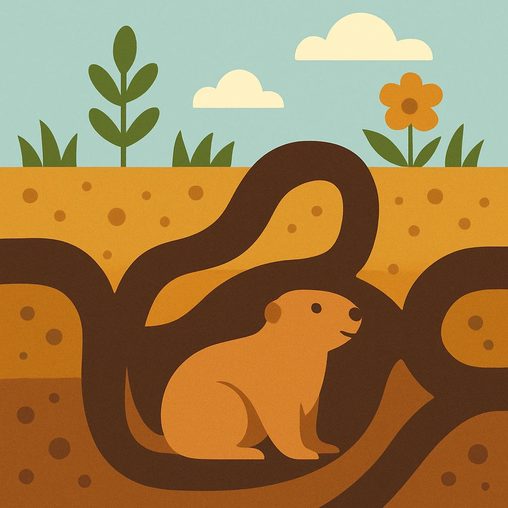 Flat design style Prairie dog under ground emoji