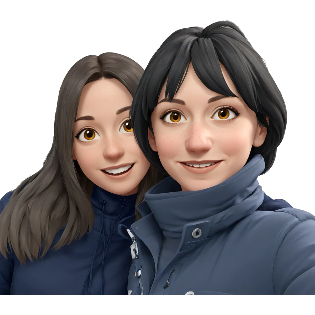 two girls smiling together emoji