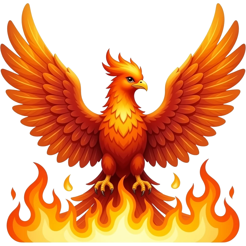 1) excited phoenix wings spread flames burst emoji
