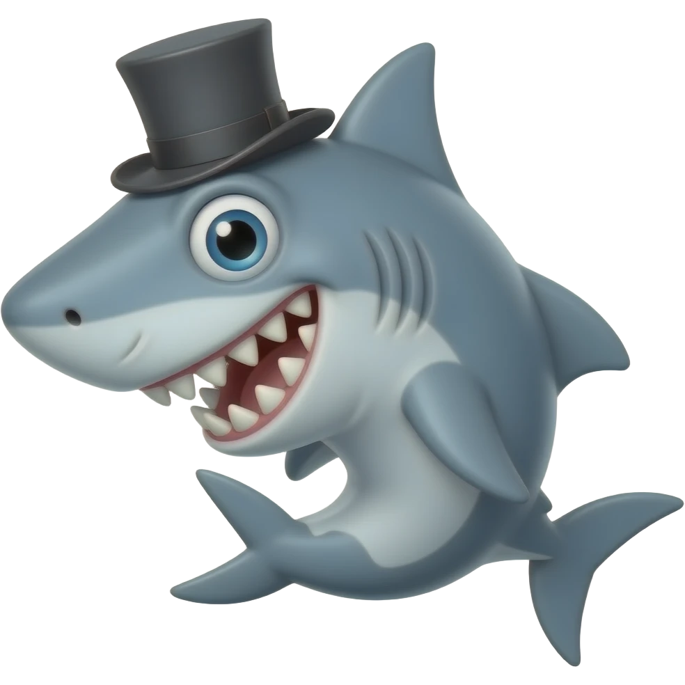 Shark with a top hat emoji