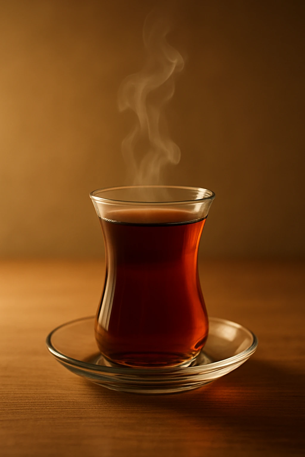 A cup of tea, simple and inviting, steam rising, in a classic glass, Turkish style emoji