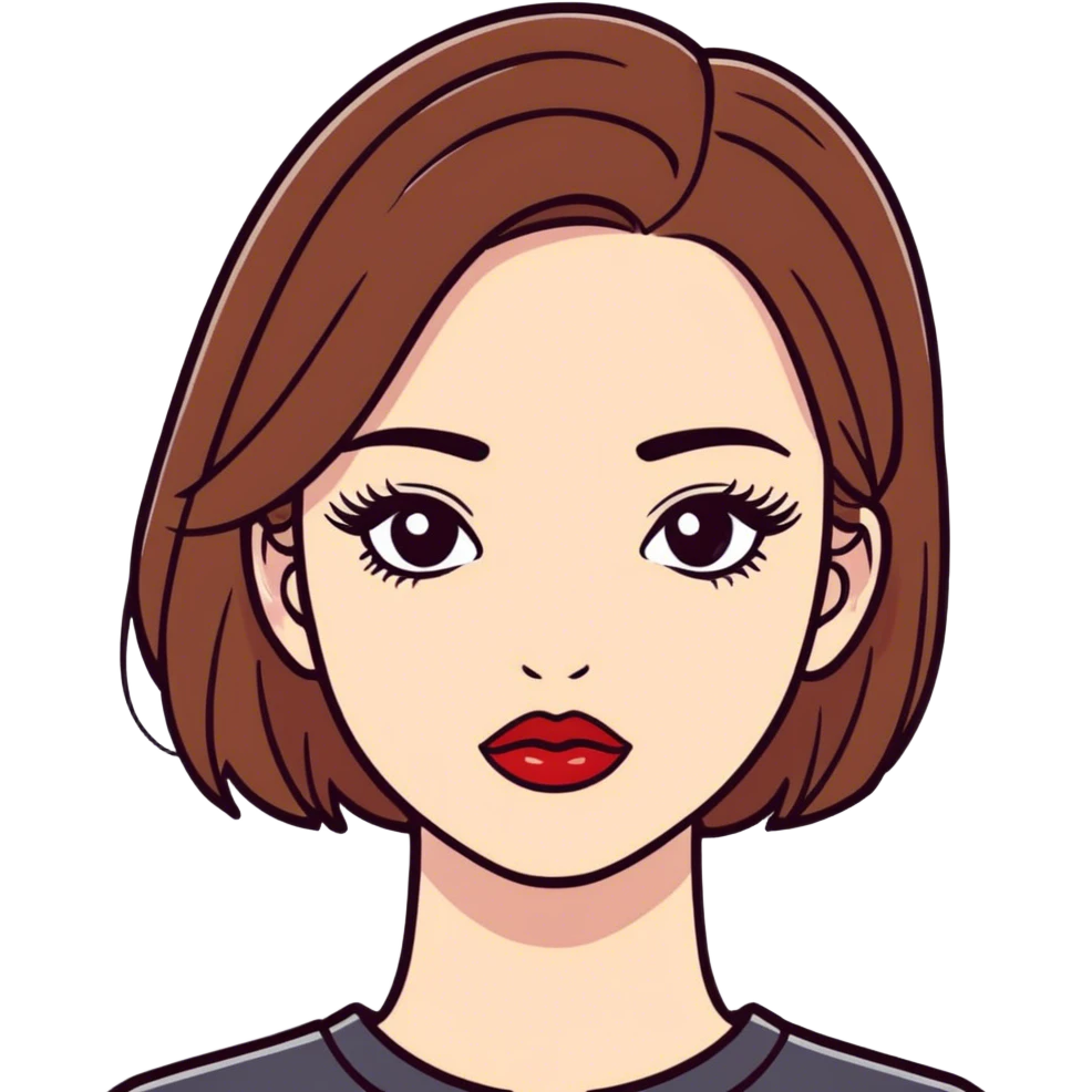 A brunette girl with lipstick and lashes  emoji