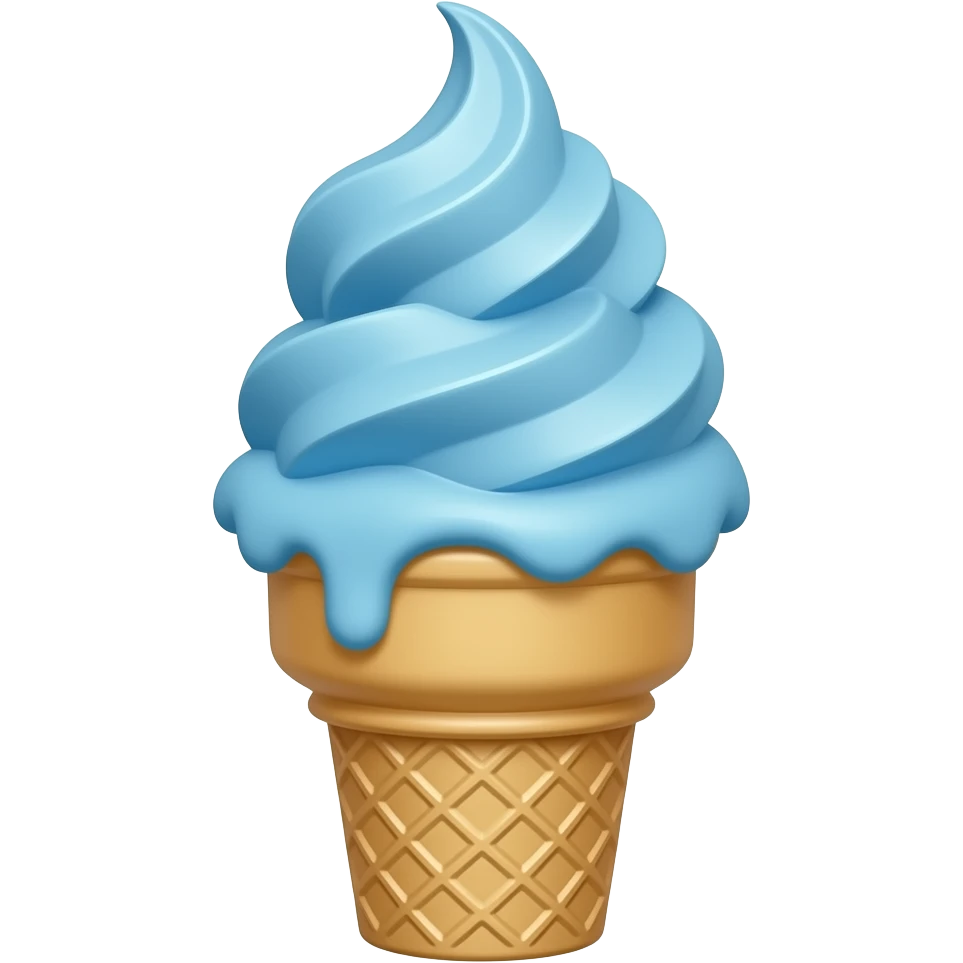 same blue icecream with cone on a  white background emoji