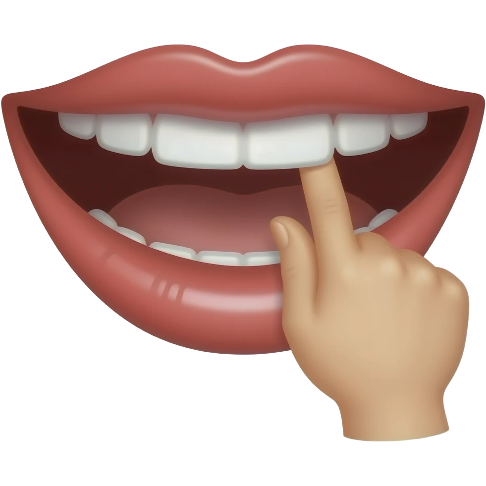 A mouth Who smile but bite his finger like sexy emoji