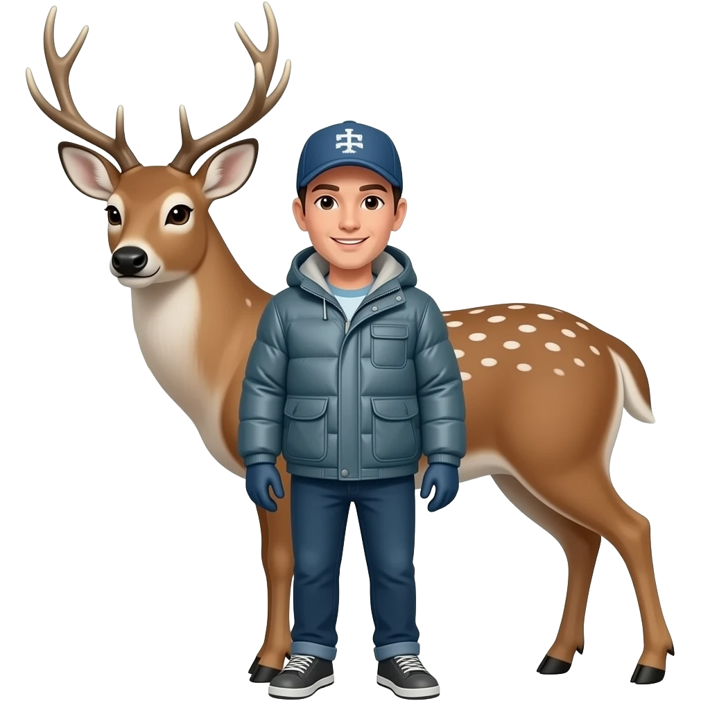 Deer wearing Winter jacket and cap emoji