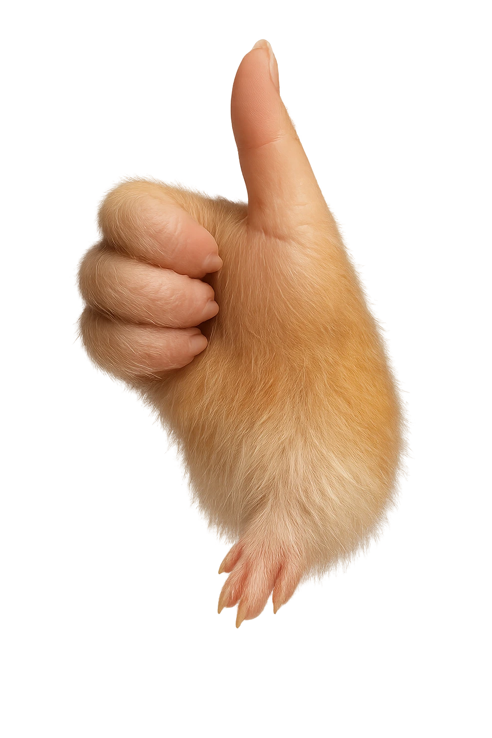 realistic hamster paw giving a thumbs up, isolated, suitable for Discord emote emoji