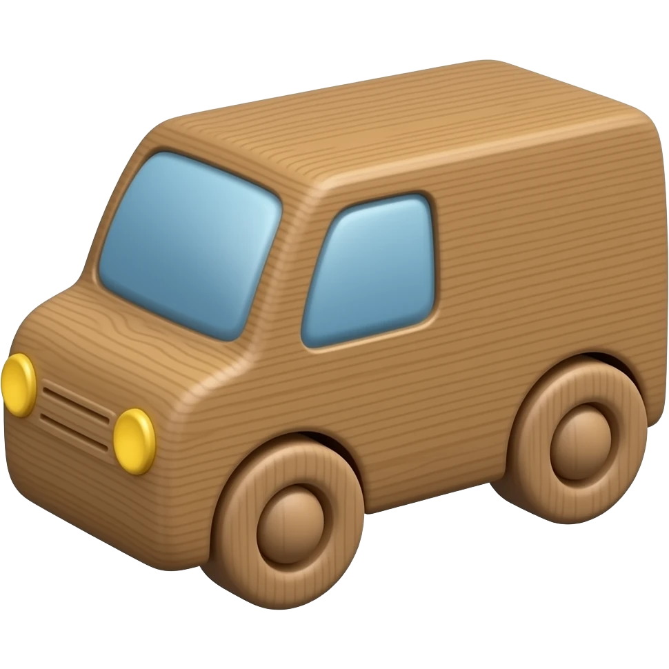 Brown wood toy van emoji