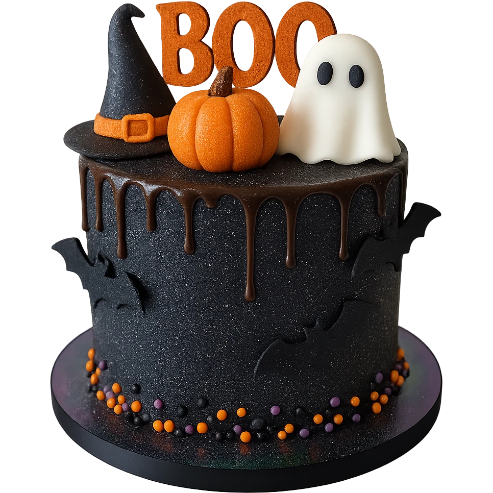 halloween cake, sparkly and trendy, remove background emoji