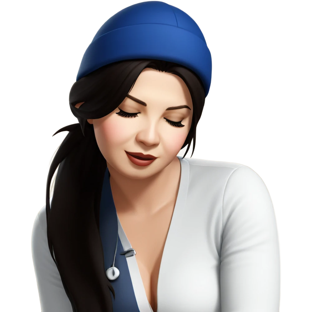 girl in hat with closed eyes emoji