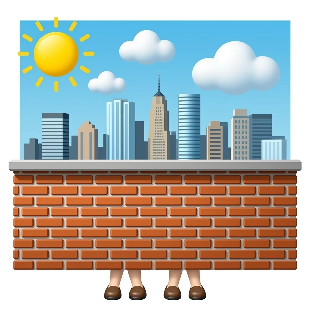 A brick wall with legs emoji