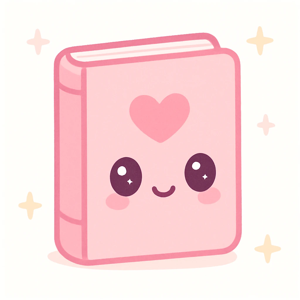 a single pink book with a heart on the cover, cute style emoji