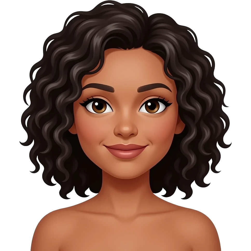 tanned woman with dark curly hair shoulder length emoji