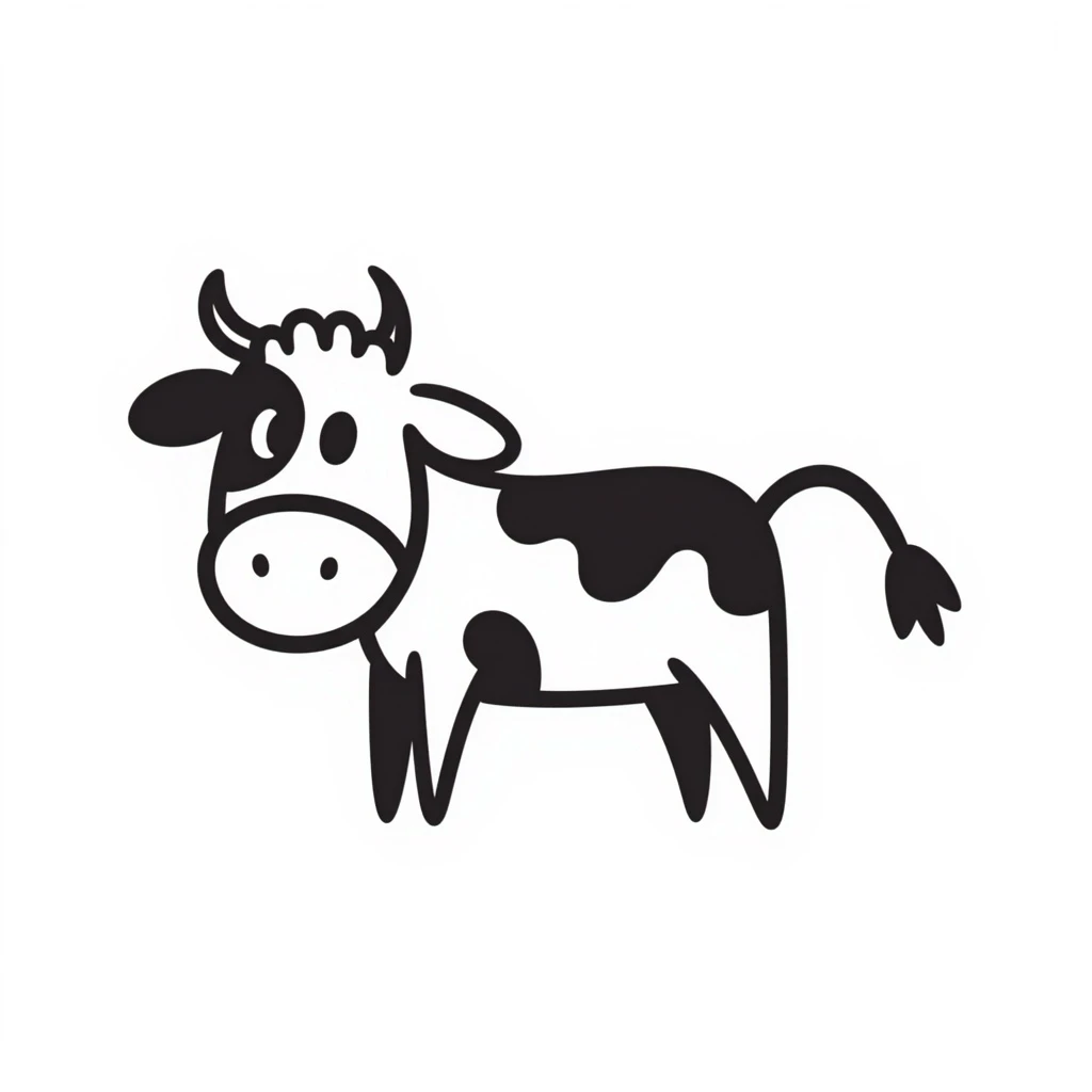 hand drawn doodle style cow emoji