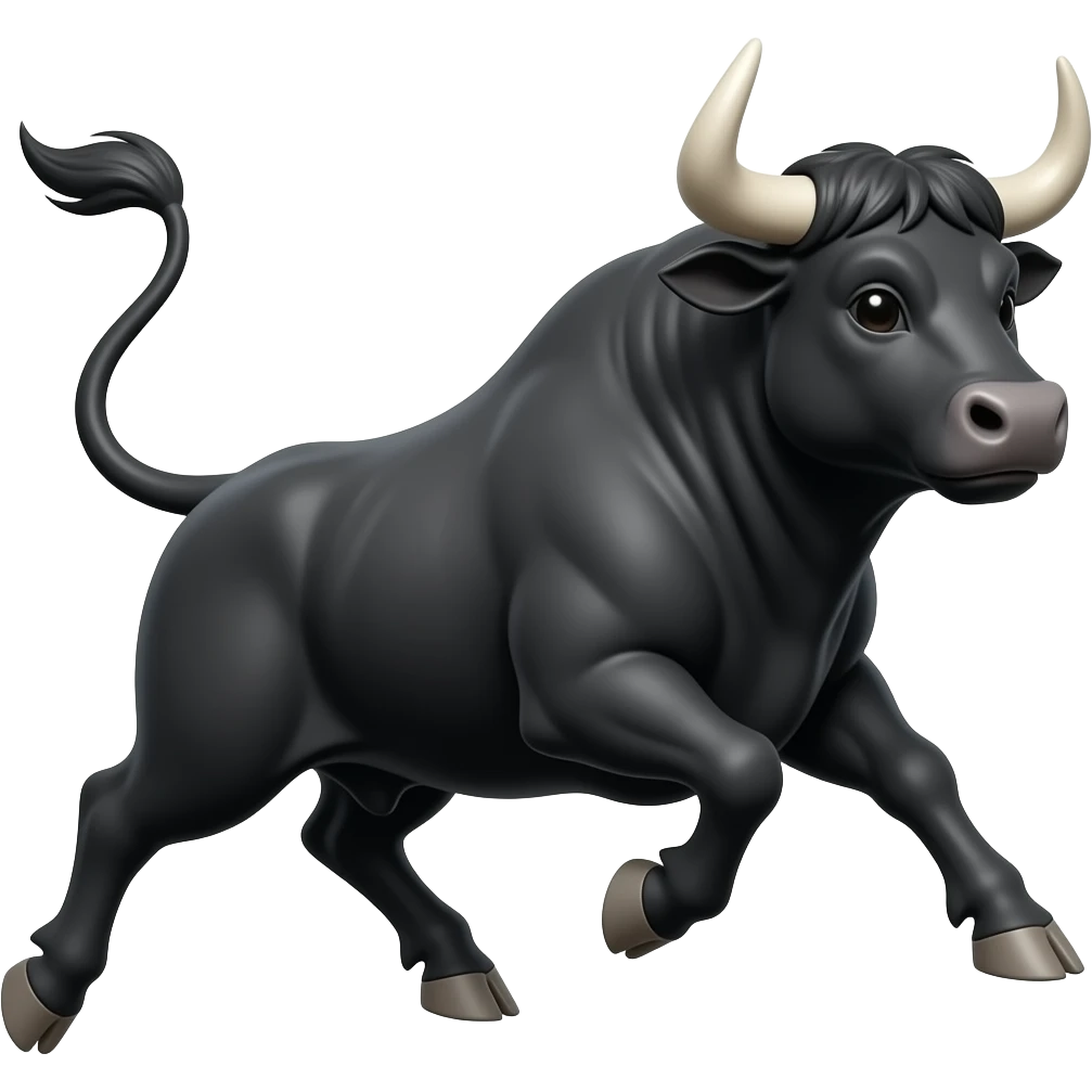 Cartoon black bull running emoji