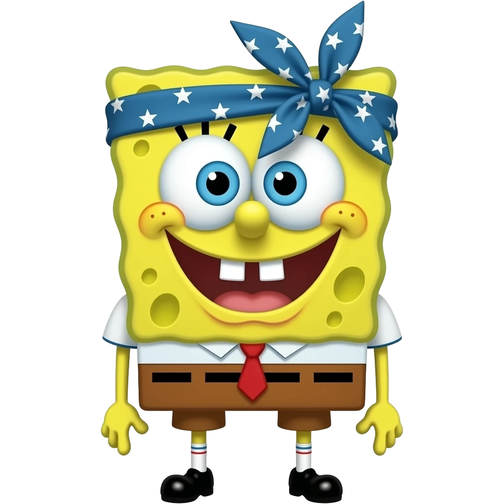 Black sponge bob with a bandana and a glock emoji emoji