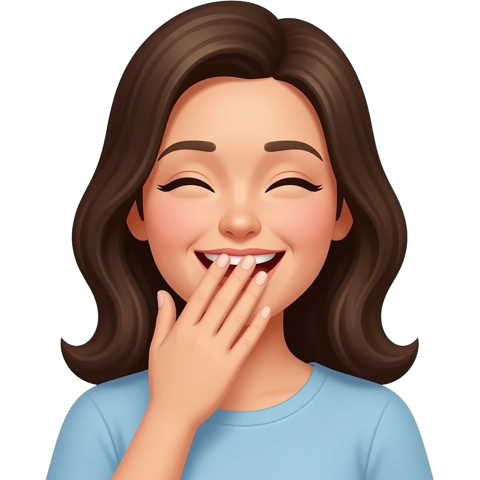 I want a woman trying not to laugh with her hand covering her mouth emoji