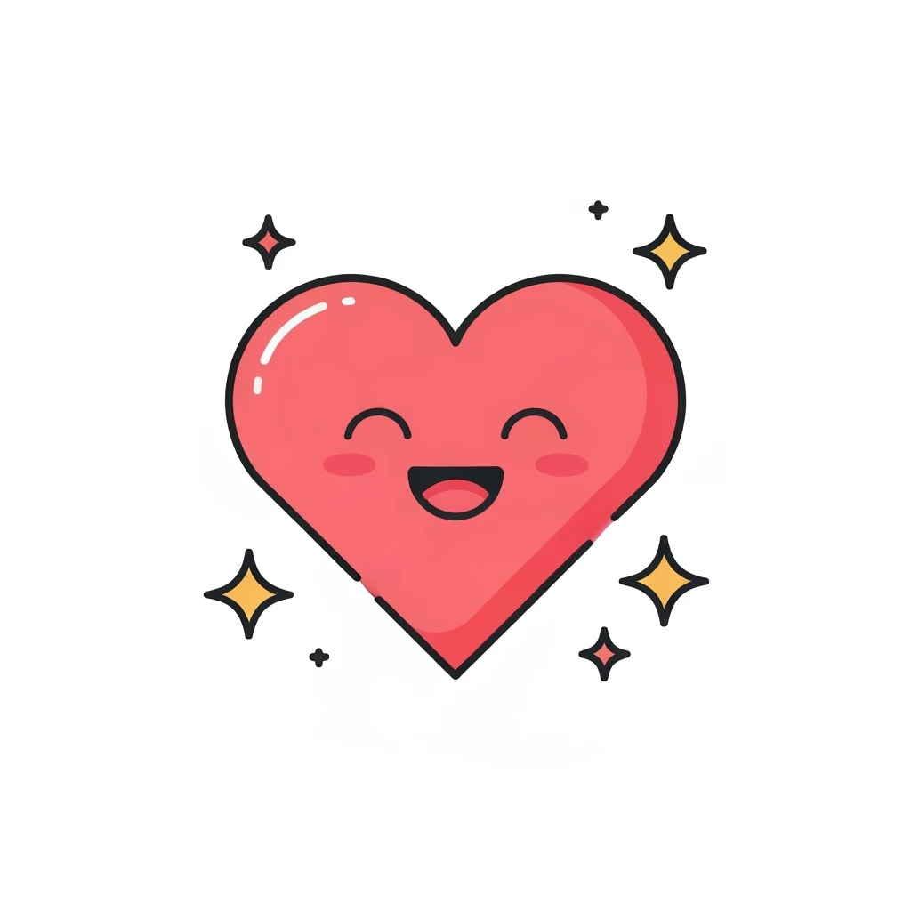 kpop heart with stars, cute, expressive, minimal emoji