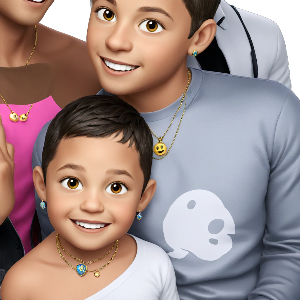 smiling boys with jewelry emoji