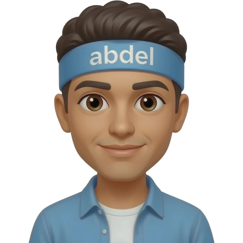 Don't change this emoji, but just replace the word on his headband with the word "abdel". emoji
