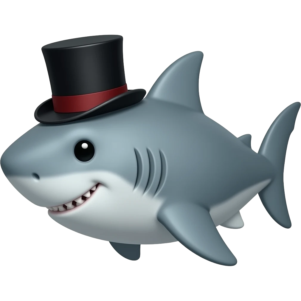 Shark with a top hat emoji