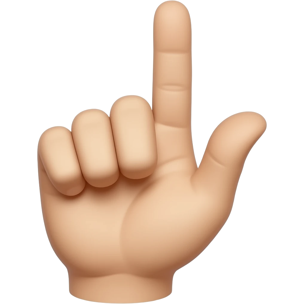 mão em punho com o indicador para cima e o polegar apontando para direita emoji