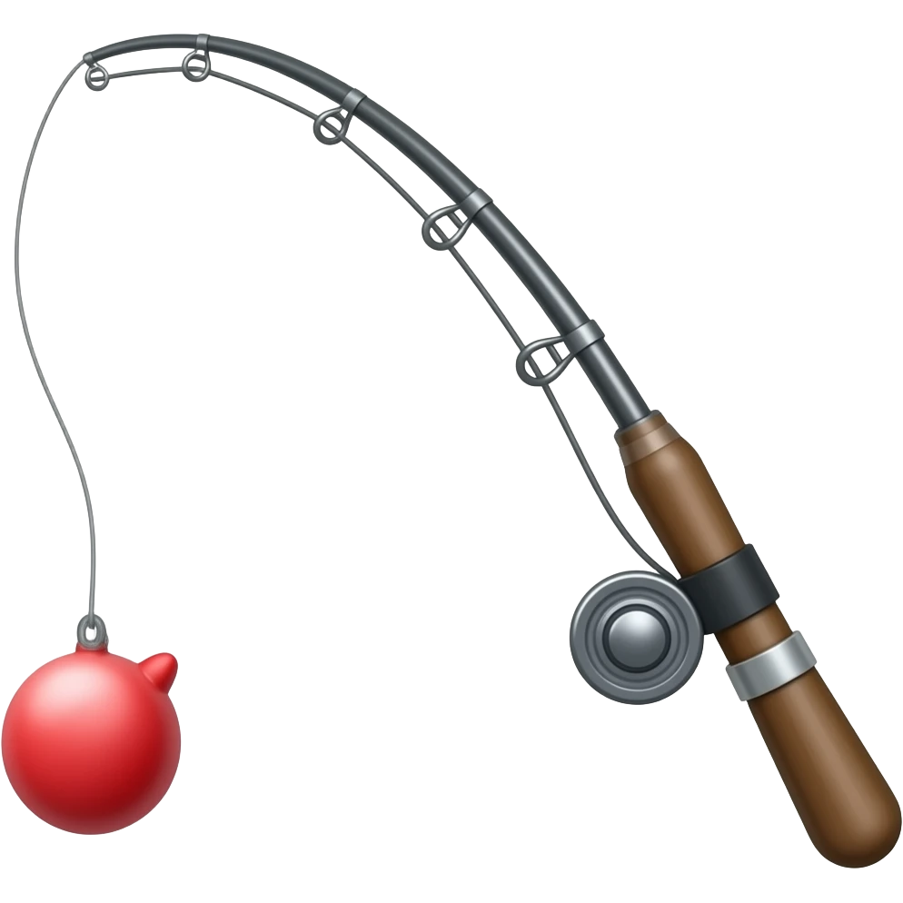 fishing pole with small bobber emoji