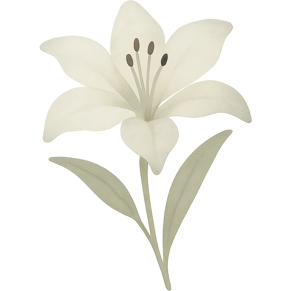 white lily flower, soft watercolor style, gentle shading emoji