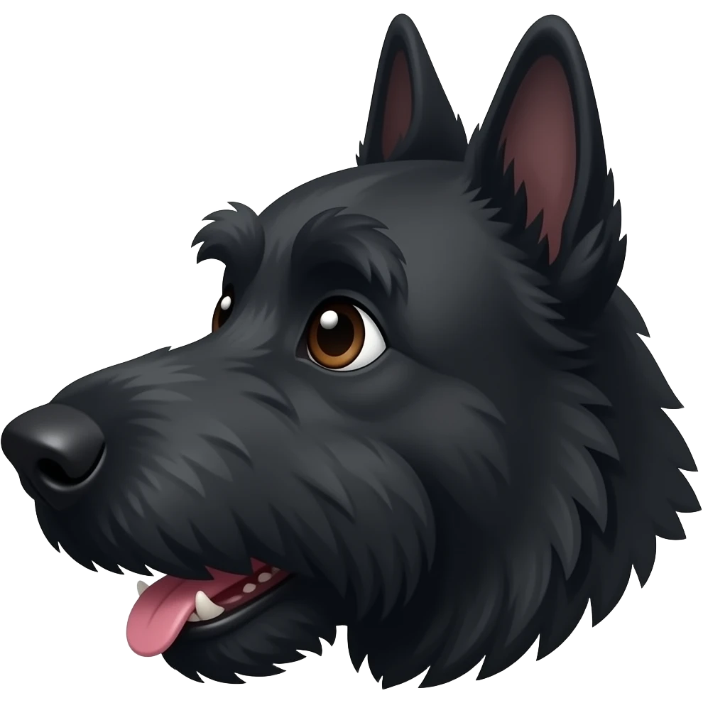 Black Scottie dog smiling in profile. emoji