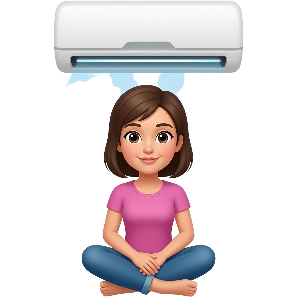 Женщина сидит под кондиционером emoji