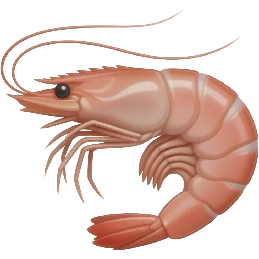 2D render iPhone emoji png of a detailed pinky pink pink pink  shrimp emoji