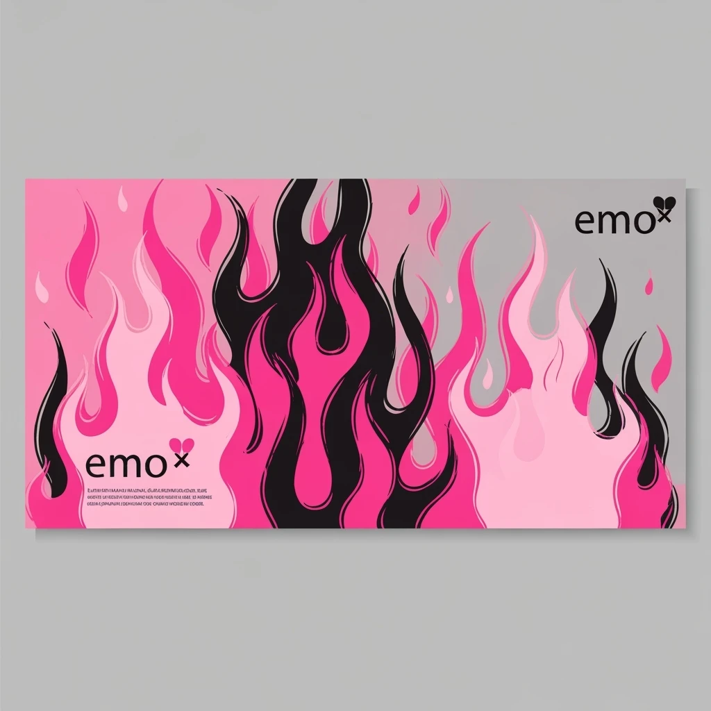 minimal emo banner with flames, cute, expressive emoji