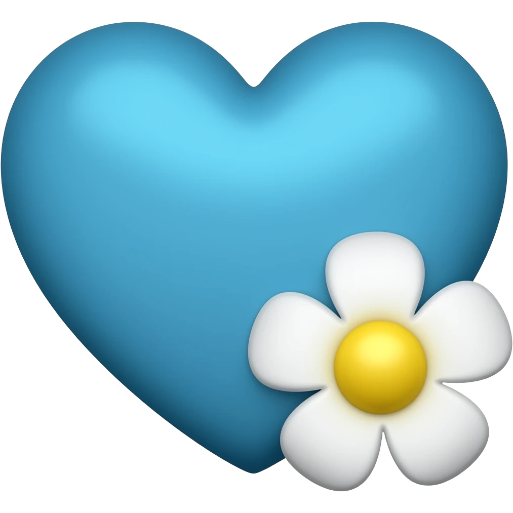 blue heart and a flower emoji emoji