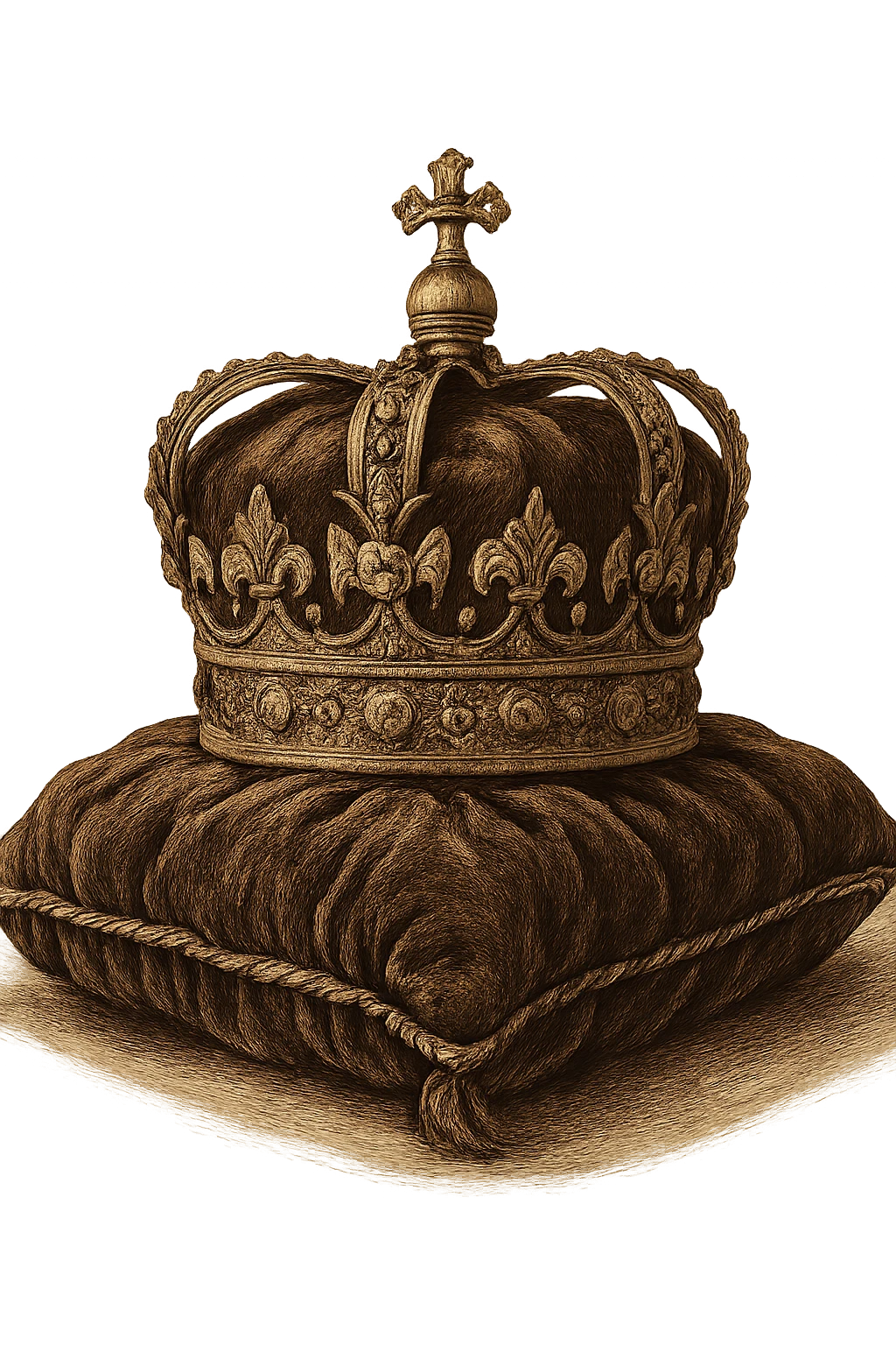 crown resting on a velvet cushion, detailed, elegant, gpt-image style emoji