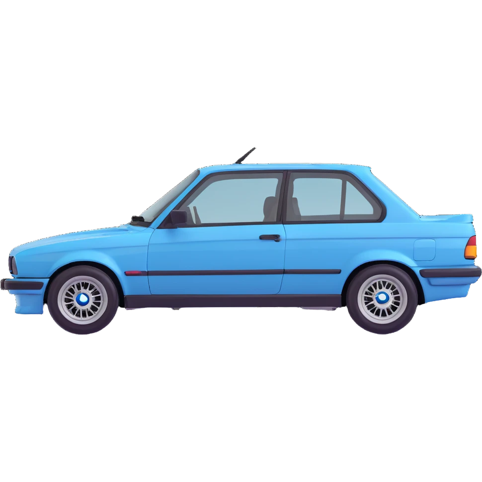 BMW E30 side profile, stylized emoji