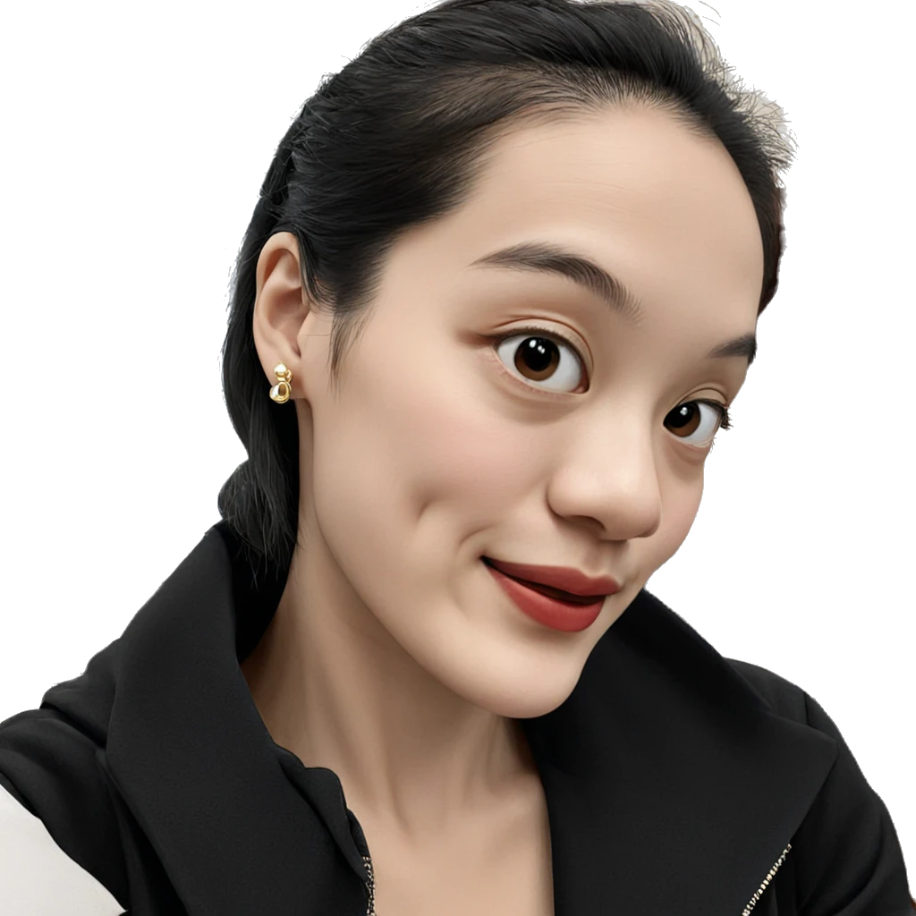 elegant solo portrait with earrings emoji