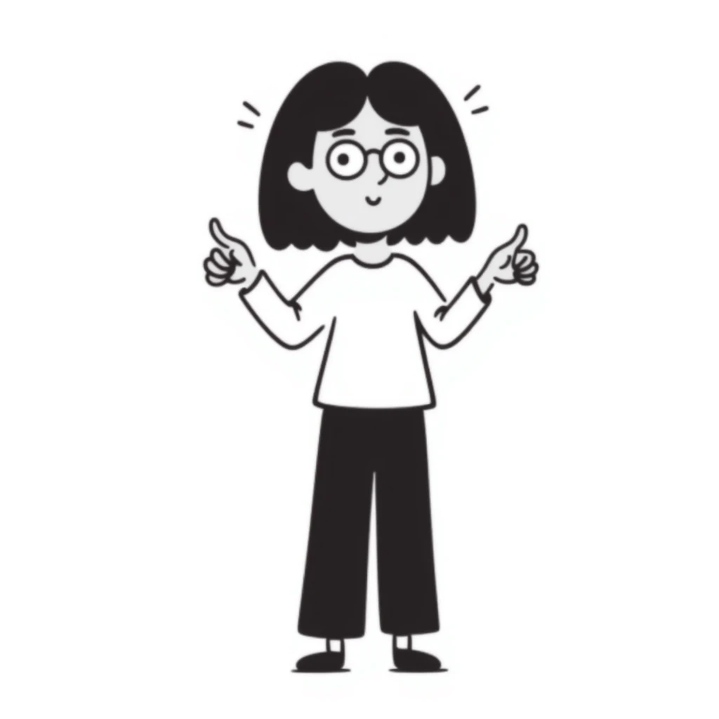 Girl with one hand giving thumbs up and the other hand giving thumbs down, showing mixed feelings emoji