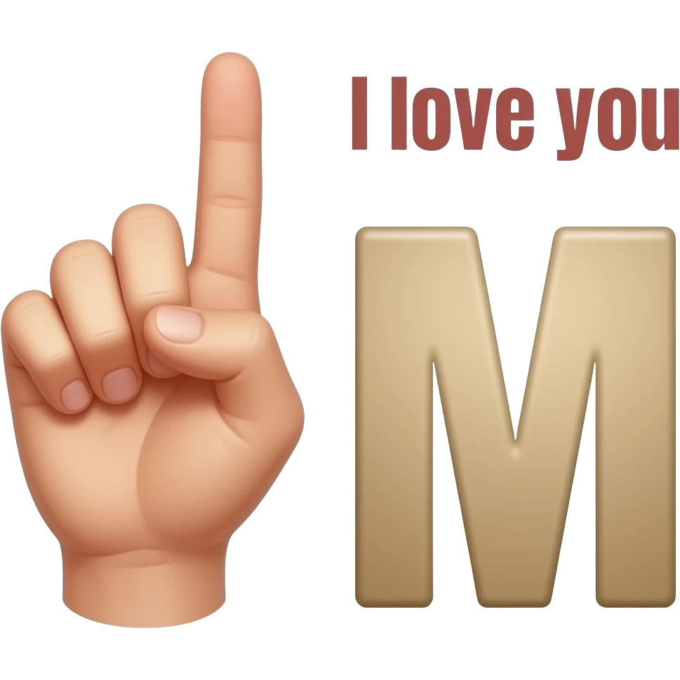 Make an asl emoji for i really love you Then the letter m emoji