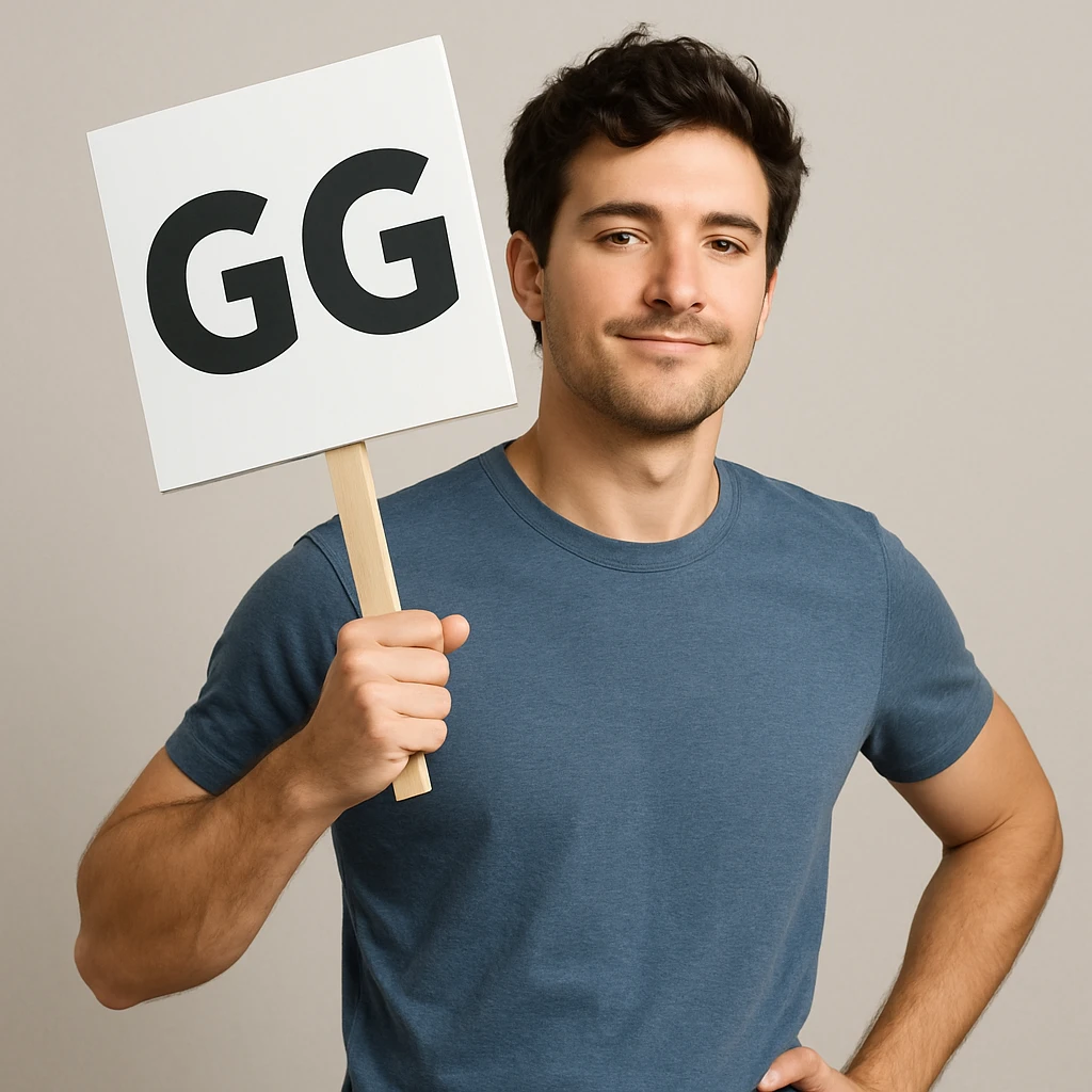 The person in the image is holding the GG sign over their shoulder as if posing, the person remains the same. emoji
