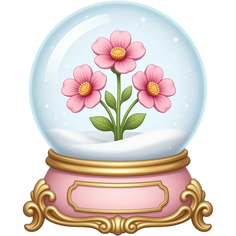 vintage rococo light pink dainty floral snow globe emoji